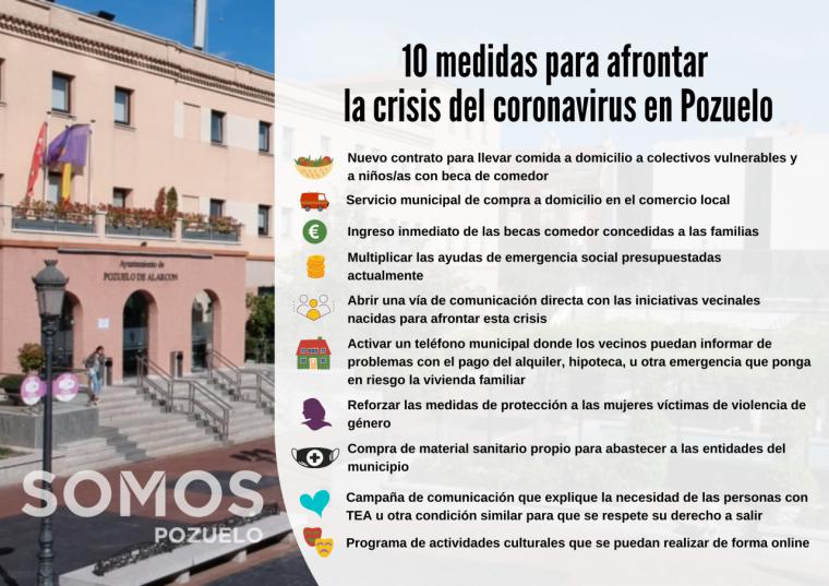 Somos Pozuelo pide al Gobierno que reaccione ante la crisis del coronavirus