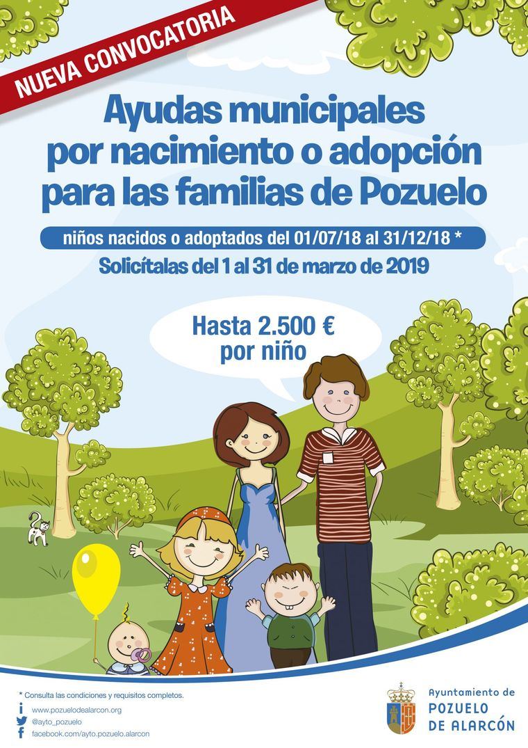 Nueva convocatoria de ayudas por nacimiento o adopción de hasta 2.500 euros
