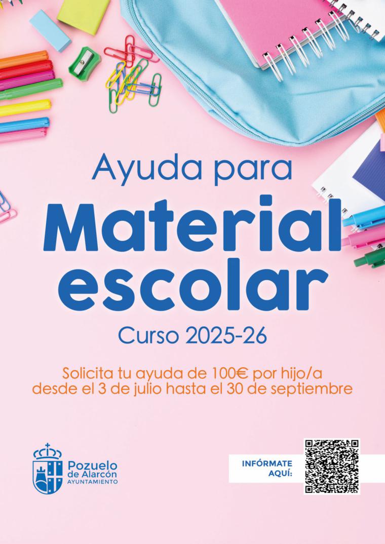 El Ayuntamiento de Pozuelo de Alarcón ofrece 100 euros por hijo para material escolar en el curso 2025/2026