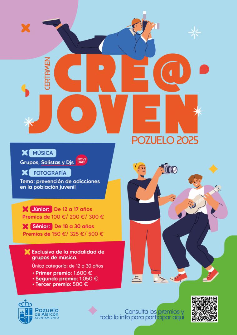 El Ayuntamiento de Pozuelo de Alarcón lanza el Certamen CRE@ 2.0 Pozuelo 2025 para jóvenes creativos