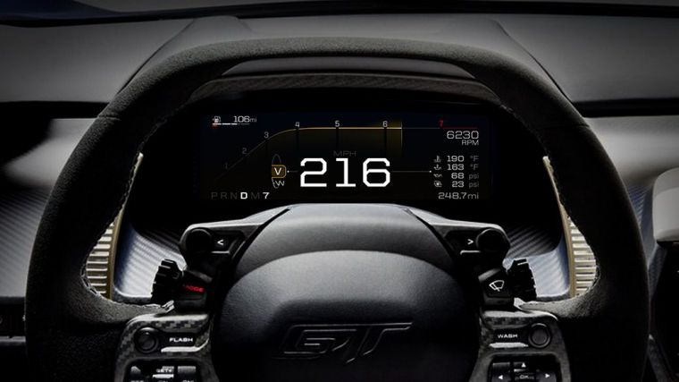 La pantalla digital del nuevo Ford GT es el tablero de mandos del futuro