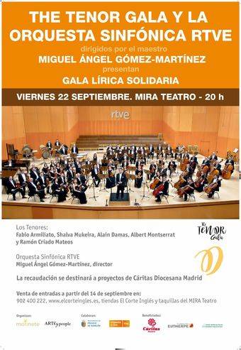El concierto benéfico “The Tenor Gala” trae a Pozuelo las mejores voces de la lírica internacional y la Orquesta de RTVE