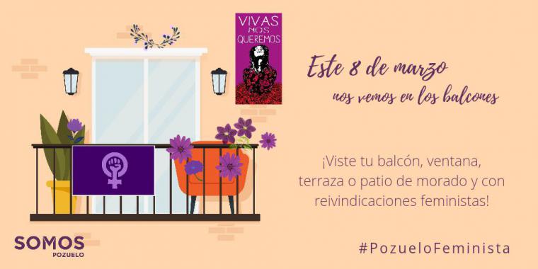 “Nos vemos en los balcones” la campaña feminista de Somos Pozuelo para el 8 de marzo