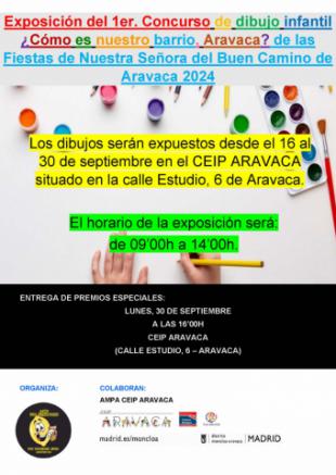 La exposición del concurso de dibujo infantil ¿Cómo es nuestro barrio, Aravaca? se celebrará del 16 al 30 de septiembre en el Colegio Público Aravaca
