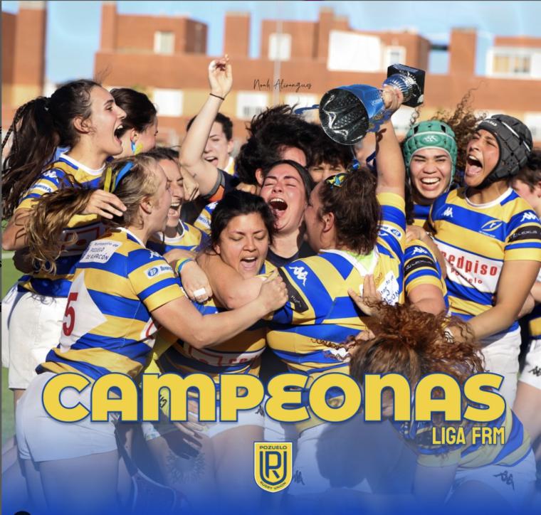 El Sénior femenino de Pozuelo Rugby Union, campeonas de la liga FRM