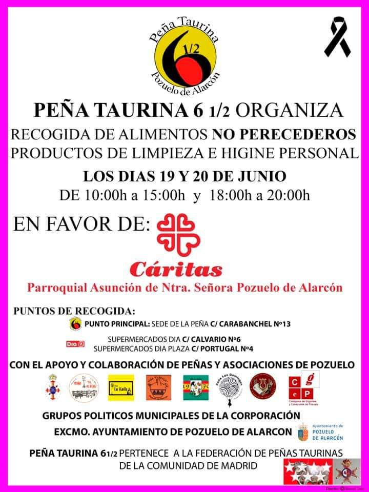 La Peña taurina Seis y Medio de Pozuelo de Alarcón pone en marcha una gran campaña de recogida de productos no perecederos