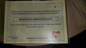 Los residentes de Amavir Pozuelo ganan el concurso de relato corto del Hospital Universitario Puerta de Hierro