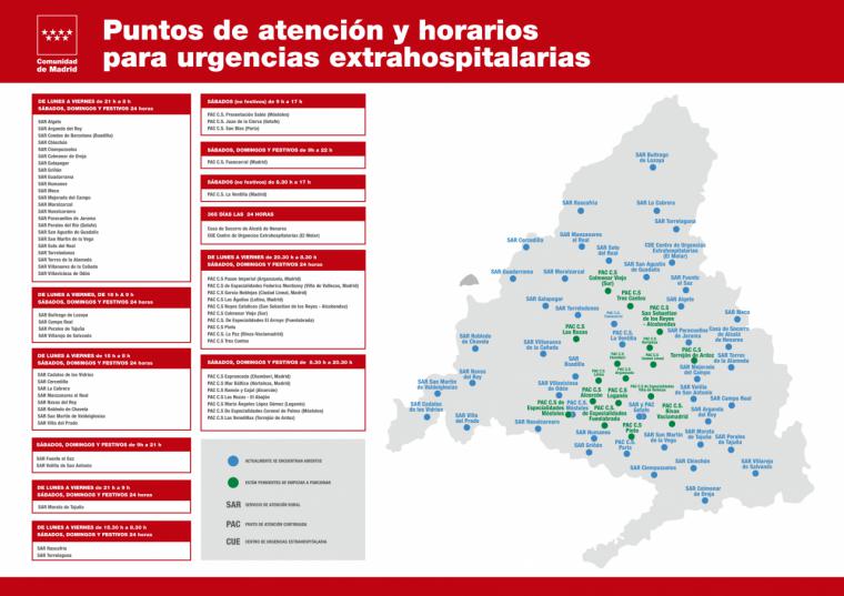 Nuevo modelo de urgencias extrahospitalarias con 64 puntos repartidos por la región. Pozuelo no está entre ellos.