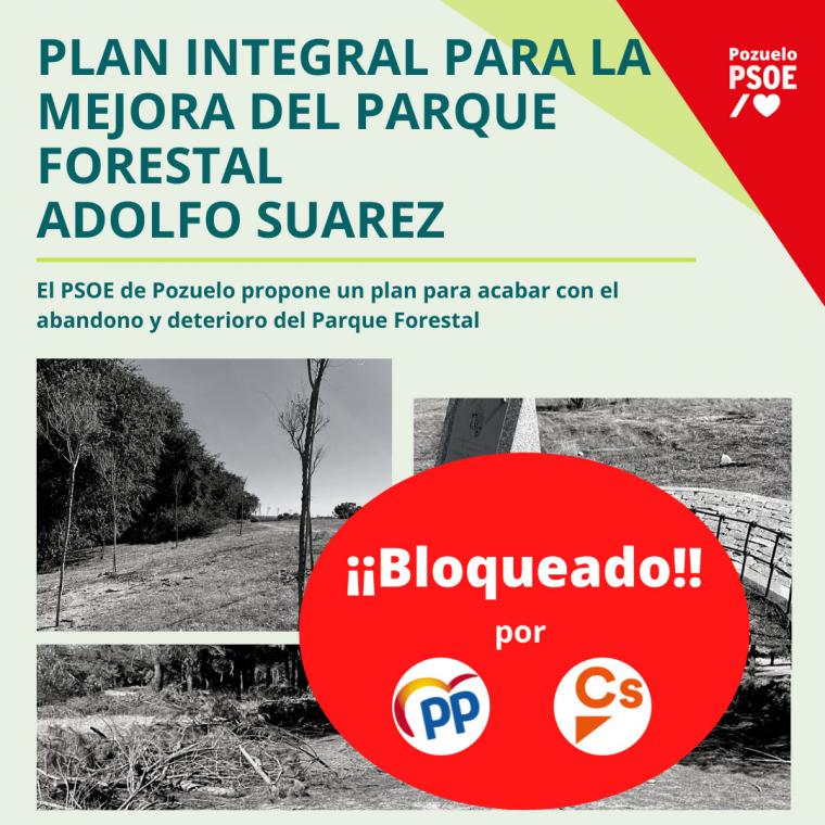 El PP y Ciudadanos bloquean la mejora del Parque Forestal Adolfo Suárez