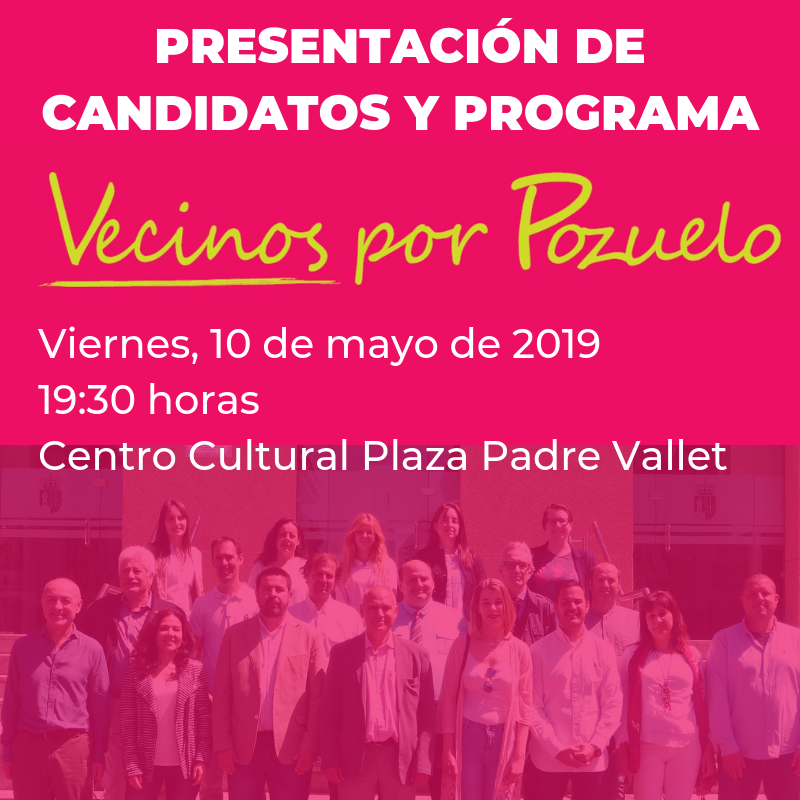 Vecinos por Pozuelo de Alarcón hará la presentación de su candidatura y programa el próximo 10 de mayo