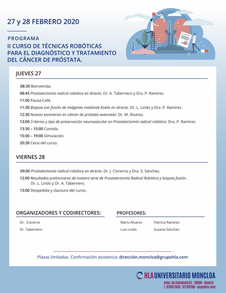 HLA Universitario Moncloa celebra el curso de técnicas robóticas para el diagnóstico y tratamiento del cáncer de próstata