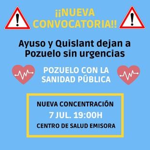PSOE Pozuelo y Somos Pozuelo convocan una nueva concentración mañana para reabrir las urgencias en Pozuelo