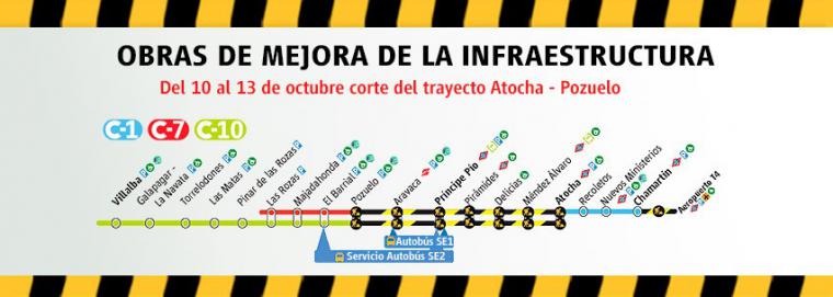 Renfe activa un plan alternativo de transporte en autobús por obras entre Atocha y Pozuelo