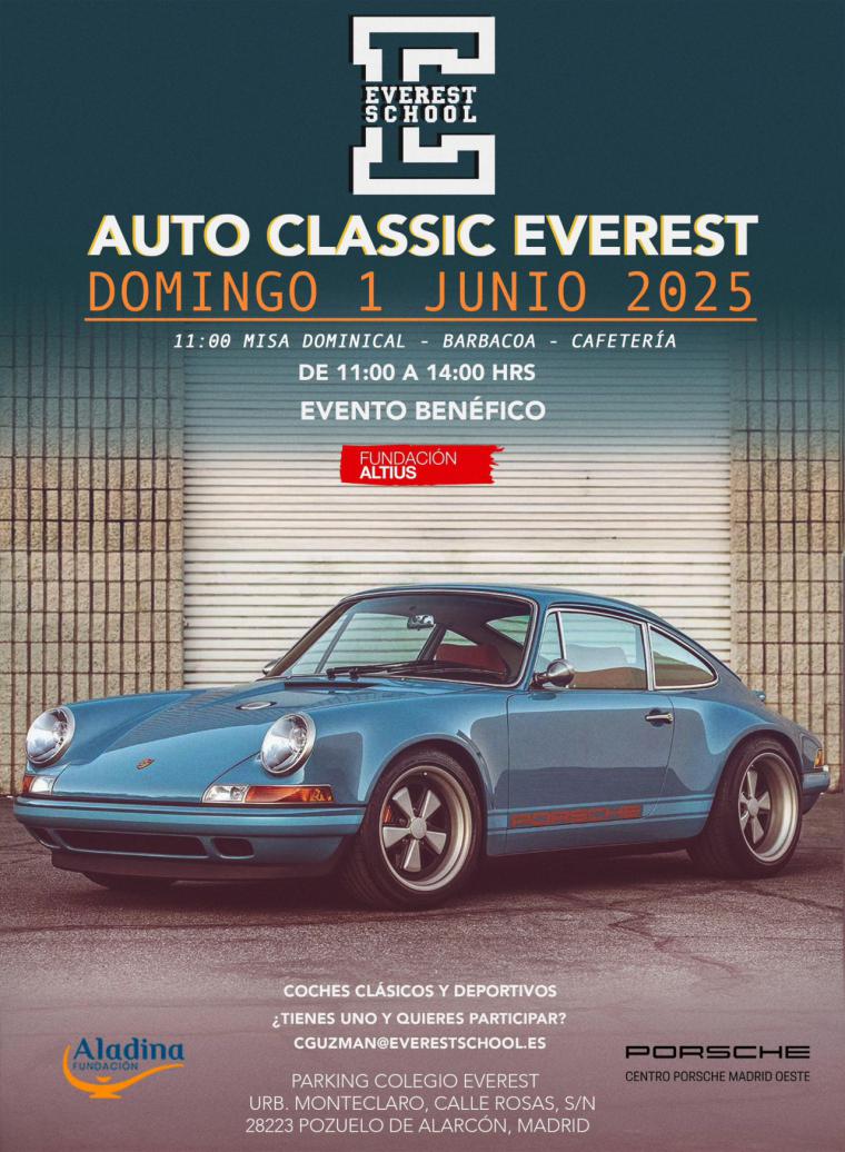 Everest School celebra una exhibición solidaria de coches clásicos y deportivos en Pozuelo