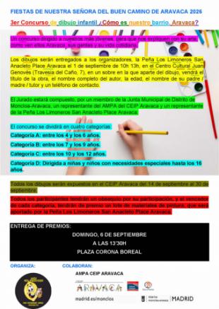 La Peña Los Limoneros organiza el tercer Concurso de Dibujo Infantil «¿Cómo es nuestro barrio, Aravaca?» dentro de las fiestas de Aravaca 2026
