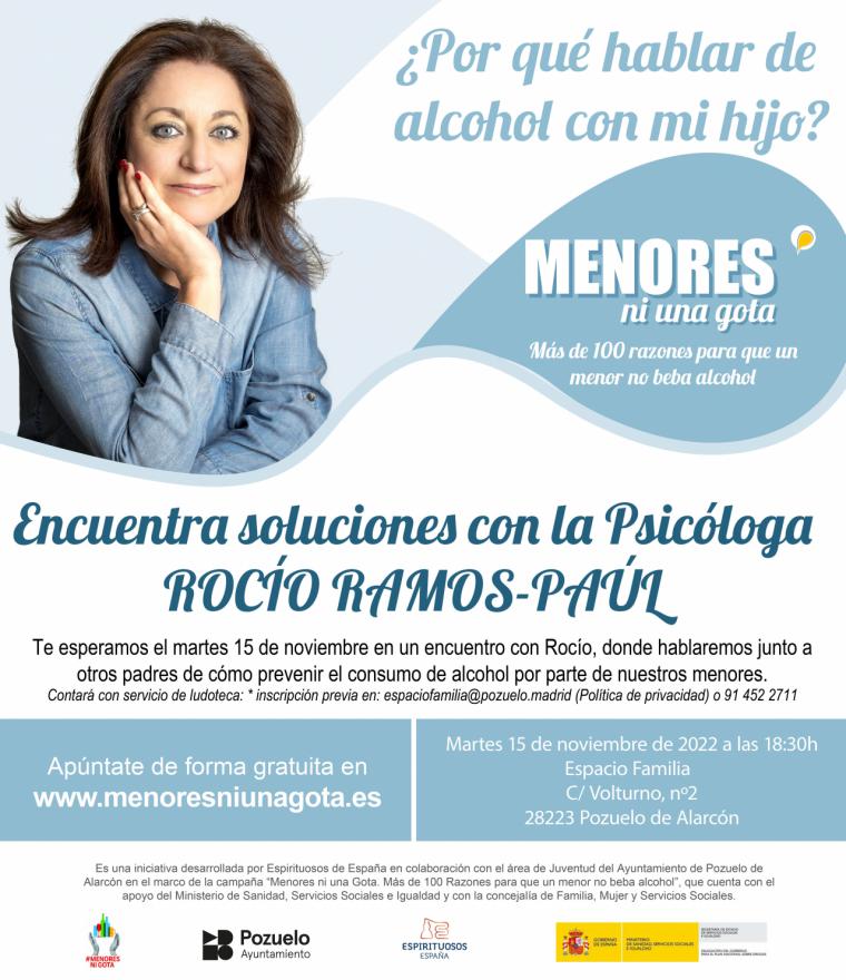 Rocío Ramos-Paúl, Supernanny, mantendrá un encuentro con familias de Pozuelo para abordar la prevención del consumo de alcohol entre sus hijos menores