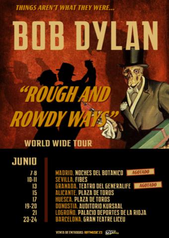 Bob Dylan vende mas de 15.000 entradas en horas de poner las entradas a la venta de la gira presentación de su ultimo disco “Rough And Rowdy Ways” que pasará en junio por España
