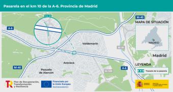 Aprobado provisionalmente el proyecto de construcción de una pasarela en la autovía A-6 entre Aravaca y Valdemarín