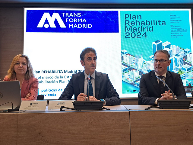 El Ayuntamiento de Madrid presenta en el COGITIM el Plan Rehabilita Madrid 2024, dotado con 50 millones de euros para mejorar la eficiencia y seguridad de las viviendas