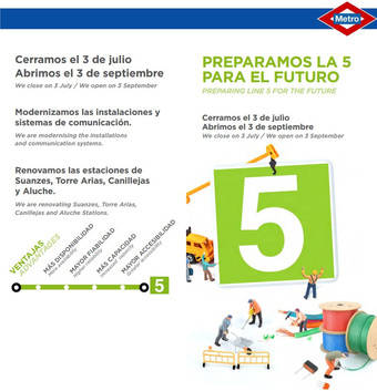 Este domingo se reabre la línea 5 de Metro